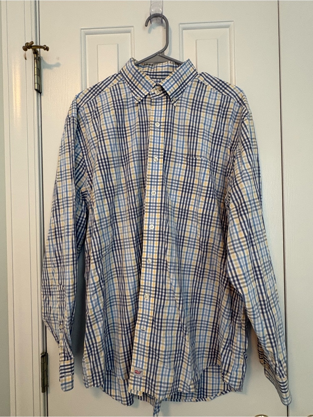 Vineyard Vines Blue and White Plaid Button-Down Shirt